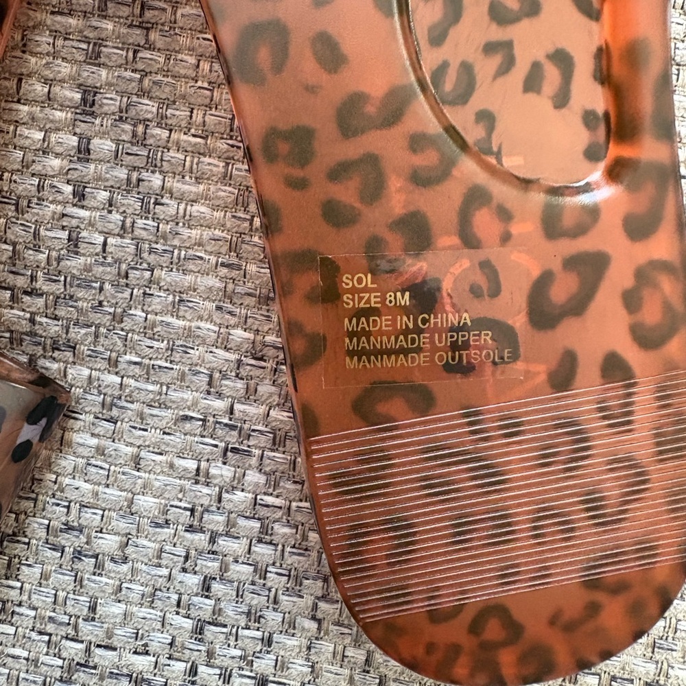 BEACH By Matisse NEW Sol Tan Leopard Slide On Jelly Sandal Size 8 - Picture 6 of 7